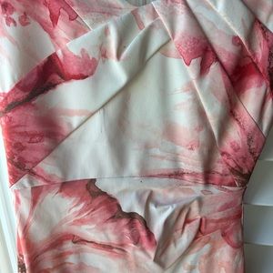 Karen Millen, Off the shoulder white and pink floral dress